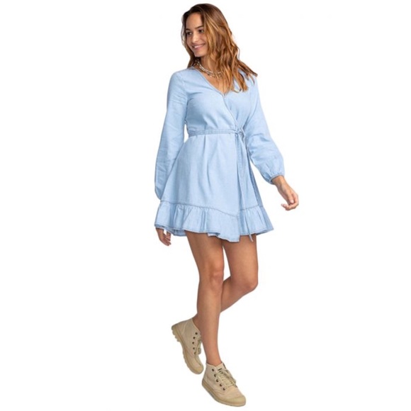 Billabong Chambray Ruffle Wrap Dress - Picture 5 of 6